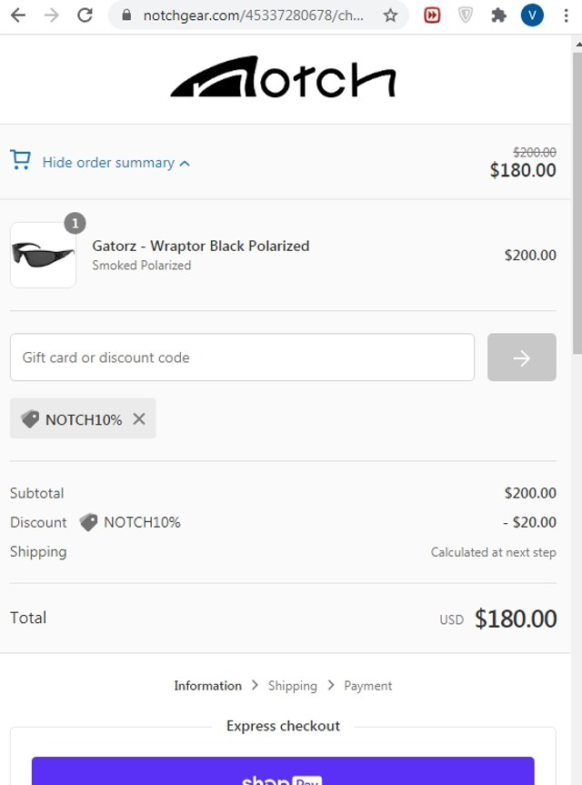 Notch checkout page showing Notch discount code box | Screenshot taken by SimplyCodes community member on Mar 23, 2021