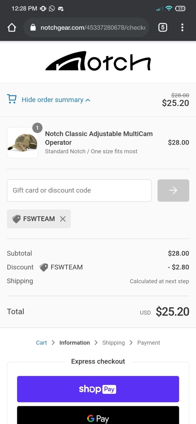 Notch checkout page showing Notch discount code box | Screenshot taken by SimplyCodes community member on Mar 8, 2021