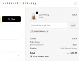 NotebookTherapy coupon verification screenshot