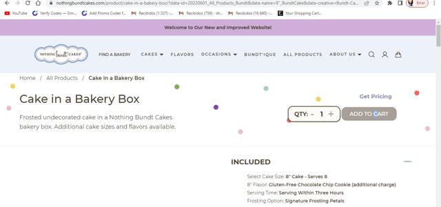 Nothing Bundt Cakes checkout page showing Nothing Bundt Cakes promo code box | Screenshot taken by SimplyCodes community member on Jun 24, 2022