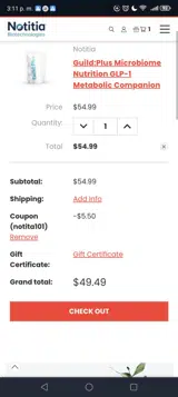 notita101 coupon verification screenshot