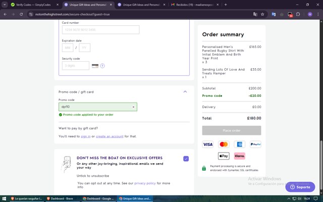 Not On The High Street checkout page showing Not On The High Street discount code box | Screenshot taken by SimplyCodes community member on Apr 25, 2025