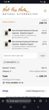 DISCOUNT15 coupon verification screenshot