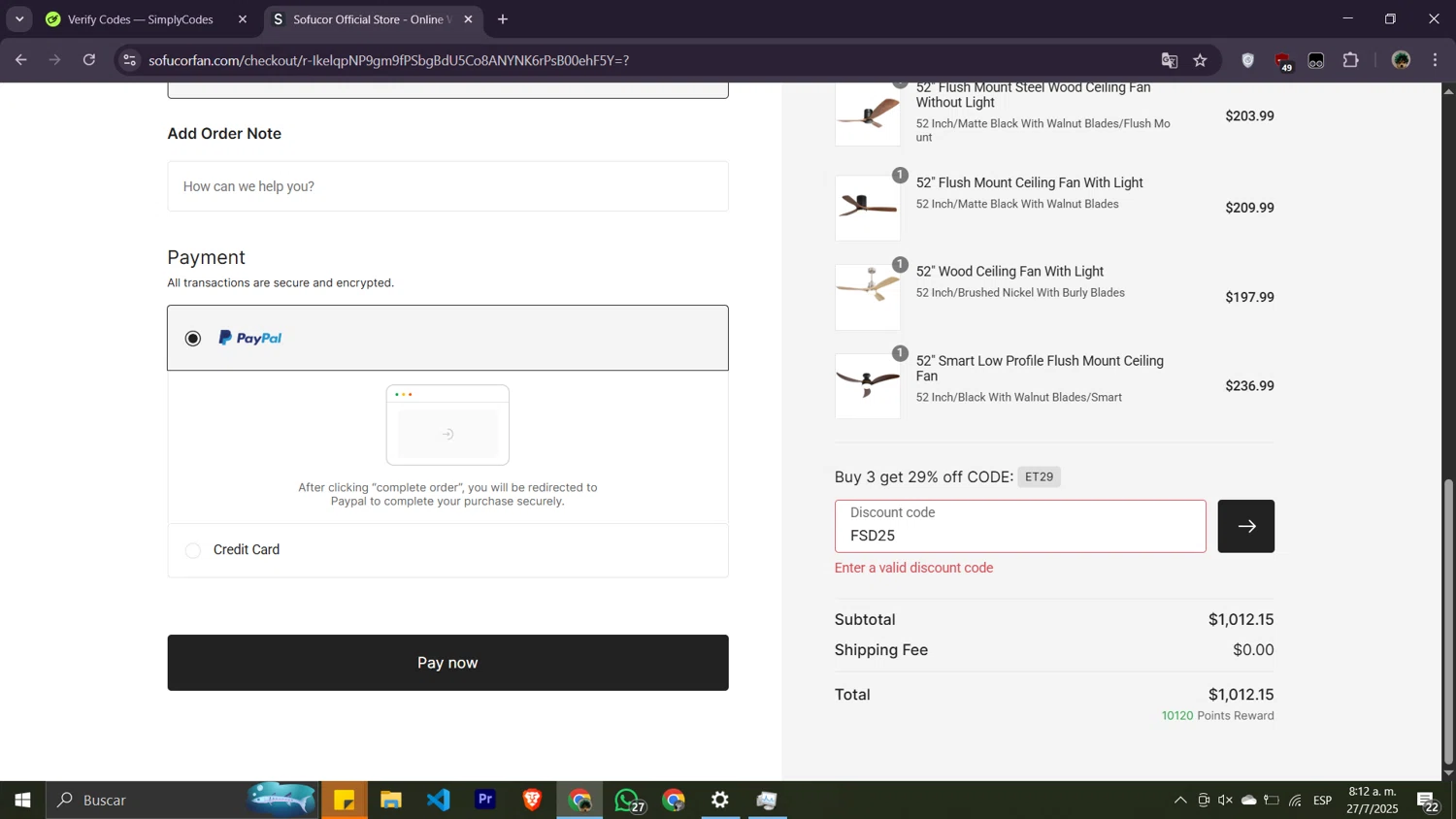 Nour Hammour discount code screenshot showing code Final15 applied at Nour Hammour checkout page. Uploaded by SimplyCodes community member Moisesdk0 on Jul 27, 2025