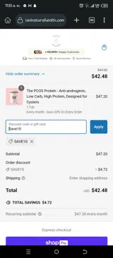 Save10 coupon verification screenshot