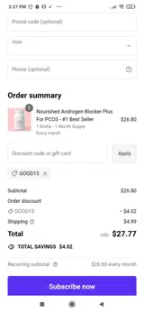 Good15 coupon verification screenshot
