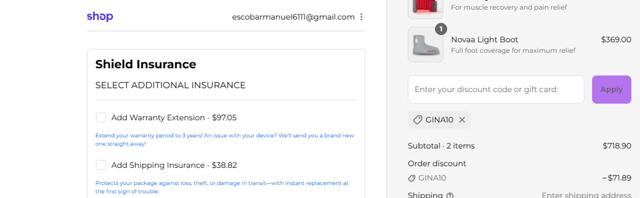 Novaa Lab checkout page showing Novaa Lab discount code box | Screenshot taken by SimplyCodes community member on Sep 3, 2025