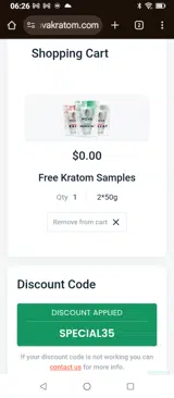 Nova Kratom coupon verification screenshot