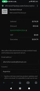 Novel Factory coupon verification screenshot