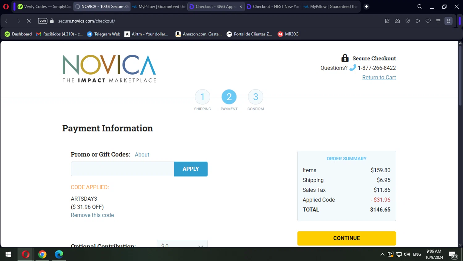 where to use Novica promo code box