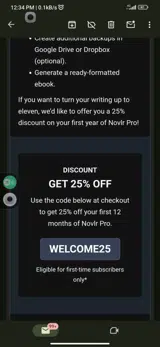 WELCOME25 coupon verification screenshot