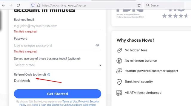 Novo checkout page showing Novo promo code box | Screenshot taken by SimplyCodes community member on May 28, 2022