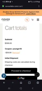 Younger10 coupon verification screenshot