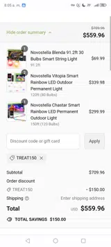 TREAT150 coupon verification screenshot