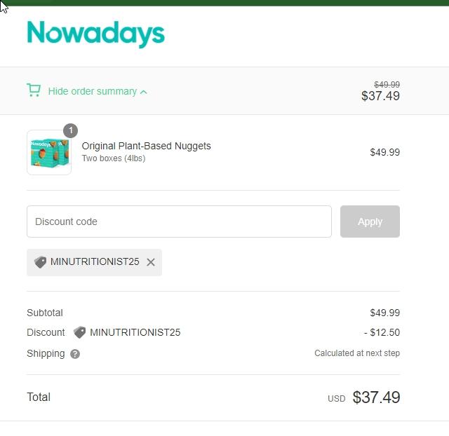 Nowadays checkout page showing Nowadays coupon code box | Screenshot taken by SimplyCodes community member on Sep 30, 2022