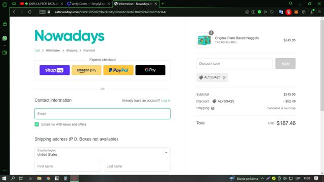 Nowadays checkout page showing Nowadays coupon code box | Screenshot taken by SimplyCodes community member on Sep 30, 2022