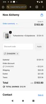 ZHANDRIK coupon verification screenshot
