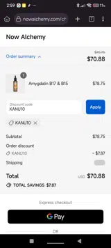 KANU10 coupon verification screenshot