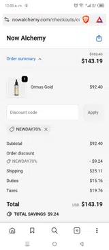 NEWDAY70% coupon verification screenshot