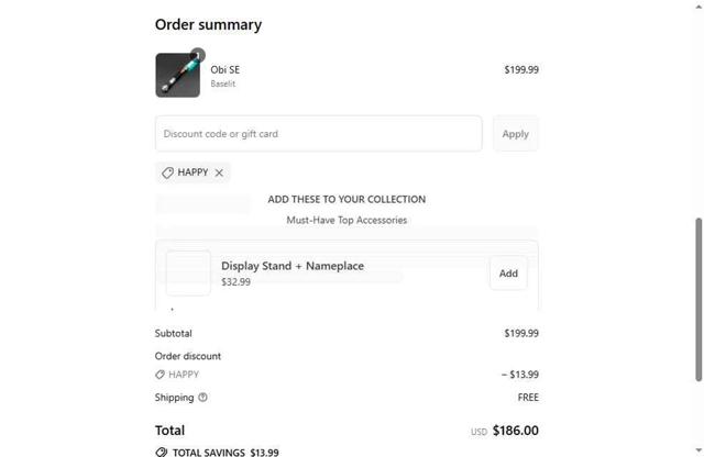 Nsabers checkout page showing Nsabers discount code box | Screenshot taken by SimplyCodes community member on Sep 10, 2025