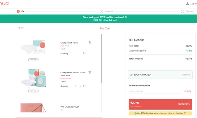 Nua checkout page showing Nua coupon code box | Screenshot taken by SimplyCodes community member on Aug 25, 2025