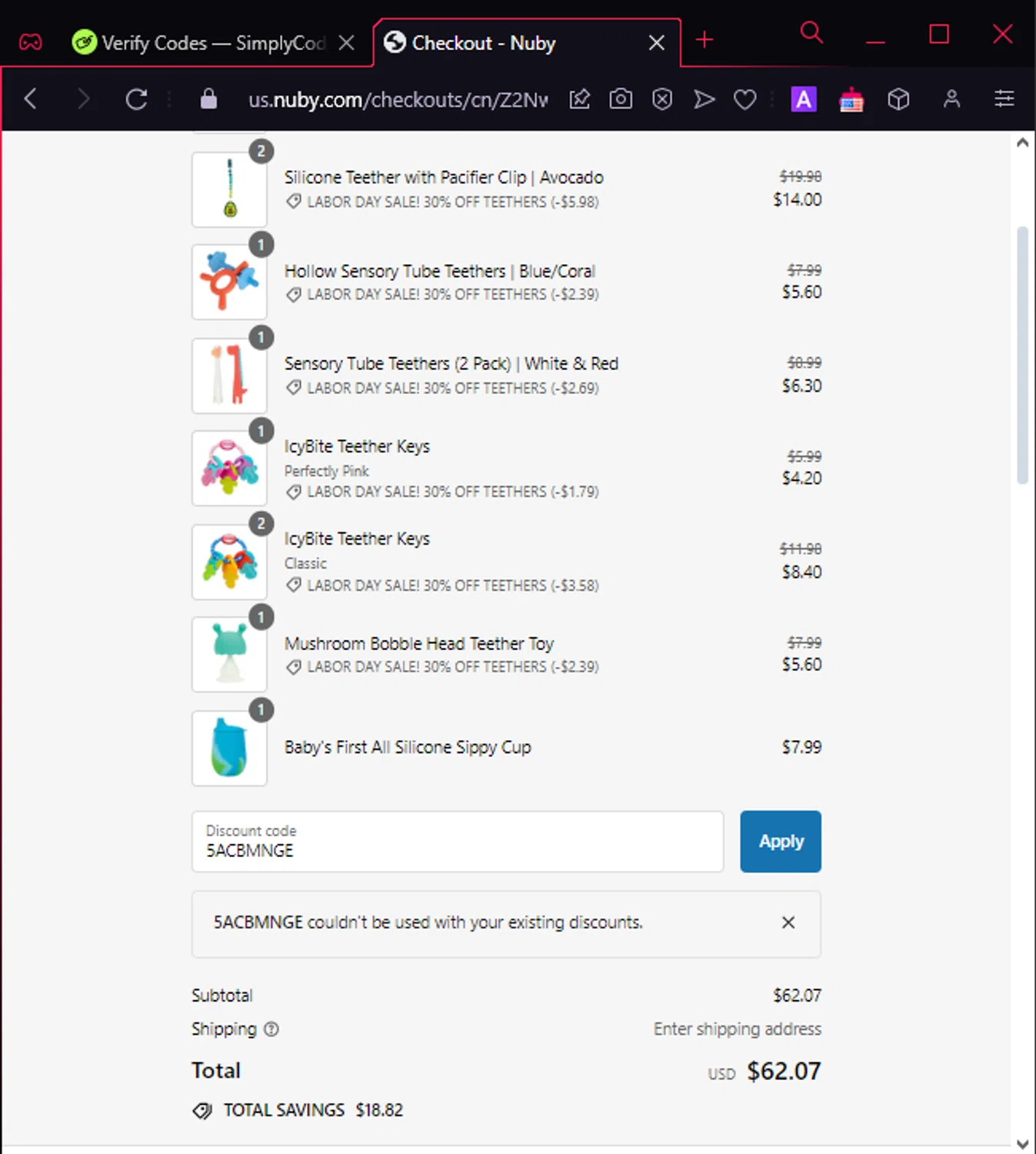 where to use Nuby promo code box