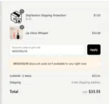MISSYOU10 coupon verification screenshot