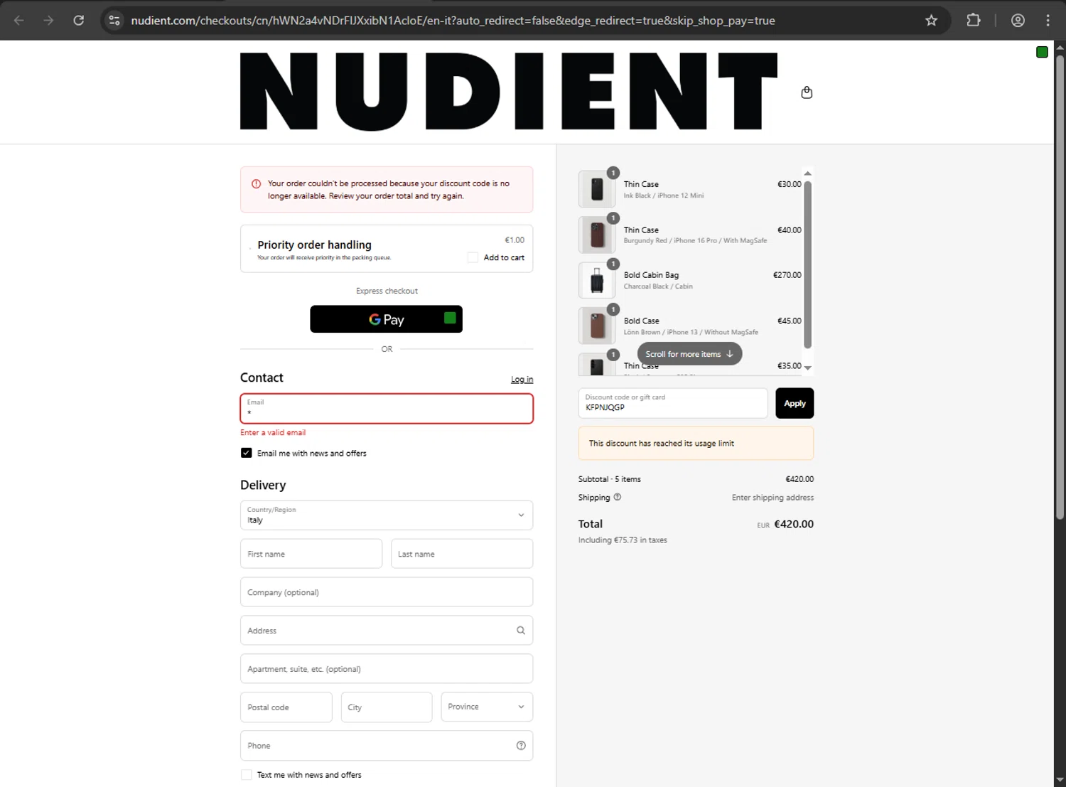 Nudient discount code screenshot showing code KFPNJQGP applied at Nudient checkout page. Uploaded by SimplyCodes community member nikelson on Sep 4, 2025