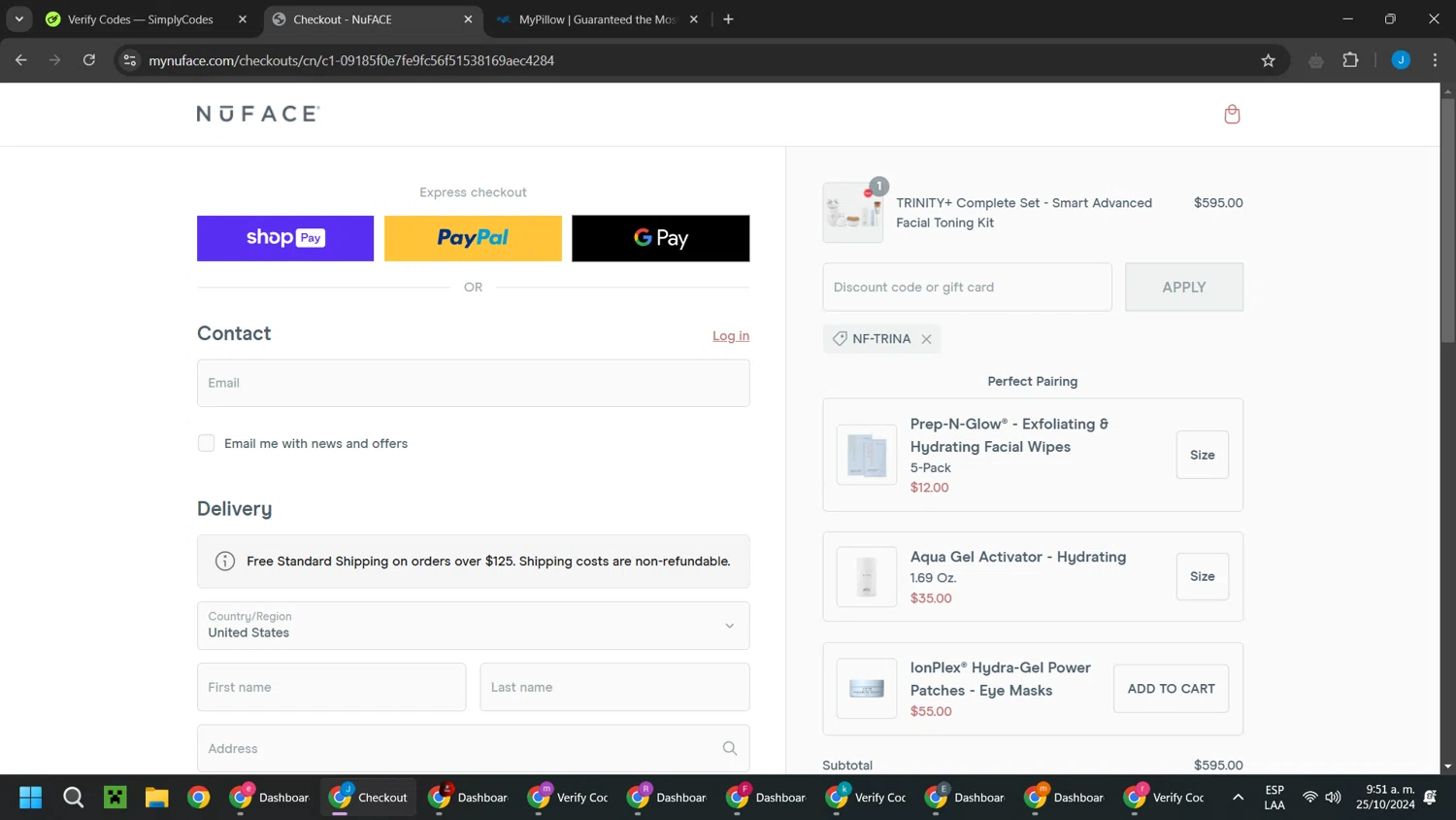 where to use Nuface promo code box