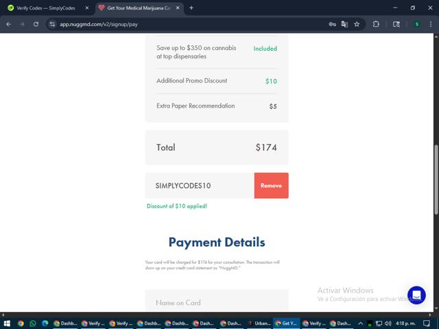 NuggMD checkout page showing NuggMD promo code box | Screenshot taken by SimplyCodes community member on Aug 2, 2025