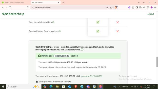 NuggMD checkout page showing NuggMD promo code box | Screenshot taken by SimplyCodes community member on Jun 22, 2025