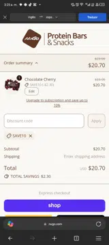 SAVE10 coupon verification screenshot