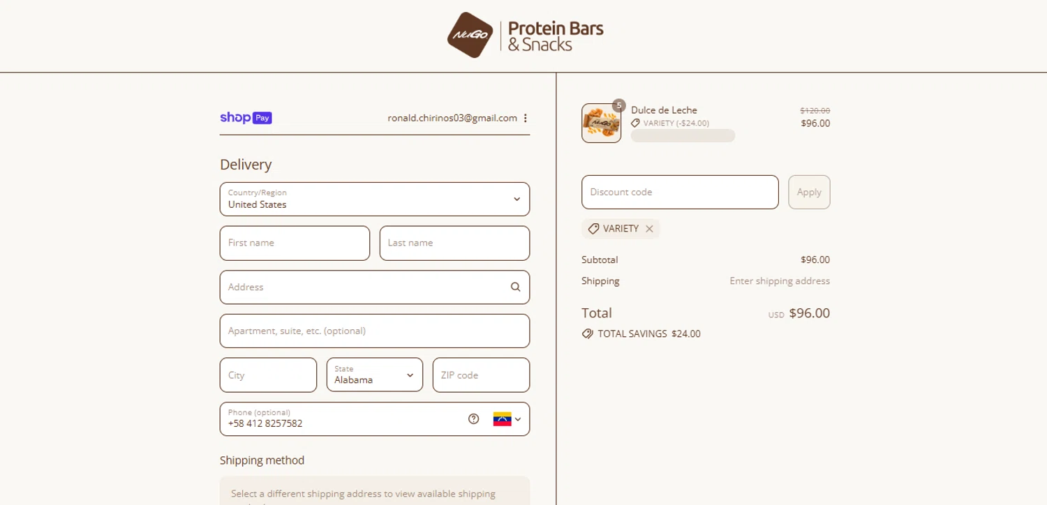 NuGo Nutrition Bars promo code screenshot showing code variety applied at NuGo Nutrition Bars checkout page. Uploaded by SimplyCodes community member GoldAce6962 on Aug 20, 2025