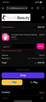 NuLifeBeauty coupon verification screenshot