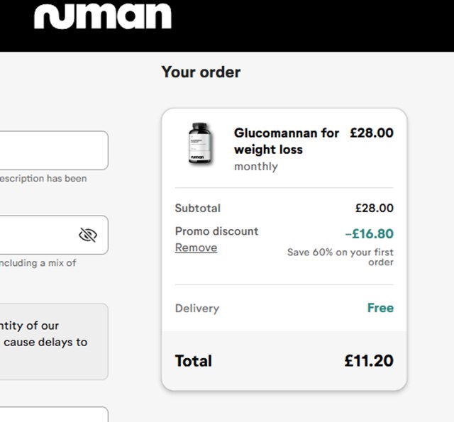 Numan checkout page showing Numan discount code box | Screenshot taken by SimplyCodes community member on Aug 31, 2025