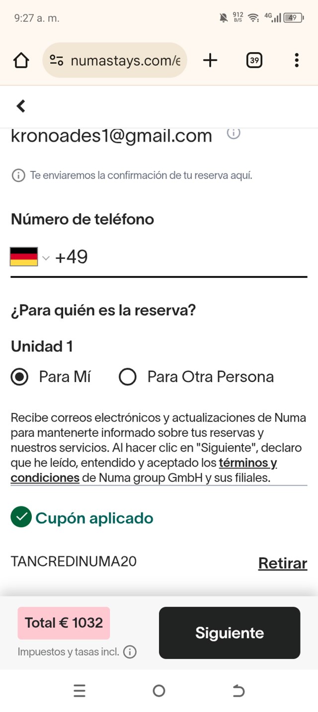 Numa Stays checkout page showing Numa Stays promo code box | Screenshot taken by SimplyCodes community member on Aug 21, 2025