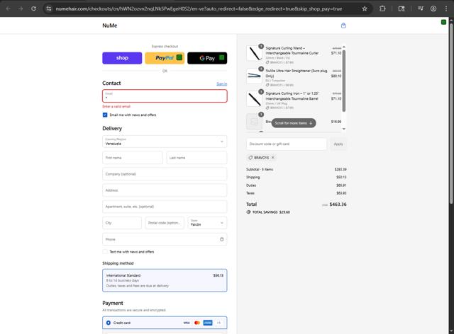 NuMe Hair checkout page showing NuMe Hair promo code box | Screenshot taken by SimplyCodes community member on Sep 10, 2025