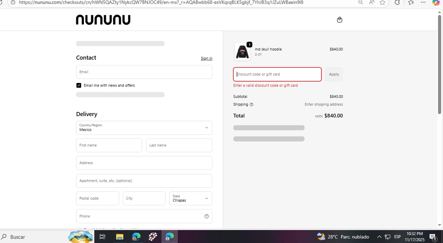 Nununu promo code screenshot showing code THANKYOU applied at Nununu checkout page. Uploaded by SimplyCodes community member MagnificentExpert8147 on Nov 18, 2025