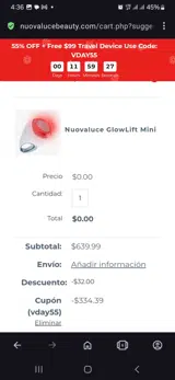 Vday55 coupon verification screenshot
