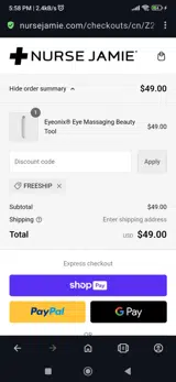 Freeship coupon verification screenshot