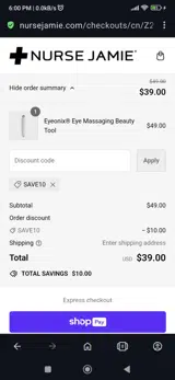Save10 coupon verification screenshot