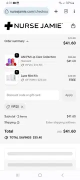 VIP20 coupon verification screenshot