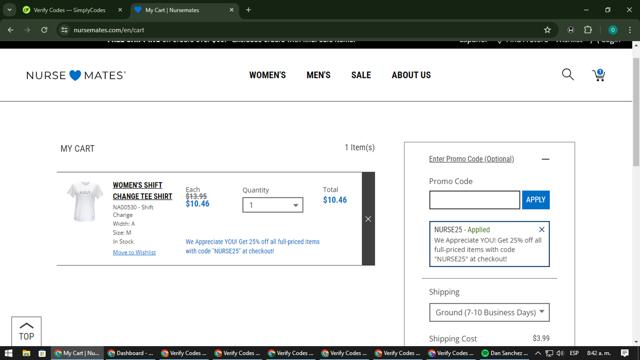 Nurse Mates checkout page showing Nurse Mates coupon code box | Screenshot taken by SimplyCodes community member on May 13, 2024