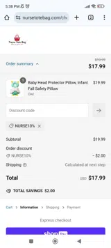 NURSE10% coupon verification screenshot