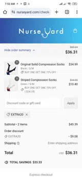 EXTRA20 coupon verification screenshot