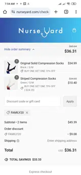 FAMILY20 coupon verification screenshot