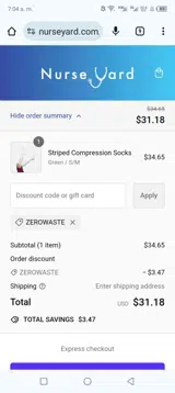 Zerowaste coupon verification screenshot
