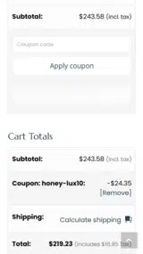 HONEY-LUX10 coupon verification screenshot