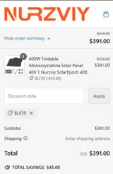 BLF39 coupon verification screenshot