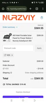Vd5 coupon verification screenshot